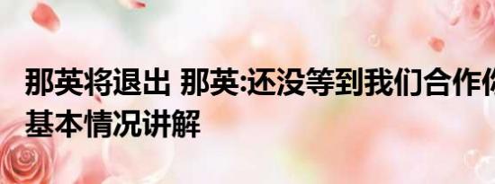 那英将退出 那英:还没等到我们合作你就走了 基本情况讲解