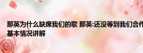 那英为什么缺席我们的歌 那英:还没等到我们合作你就走了 基本情况讲解