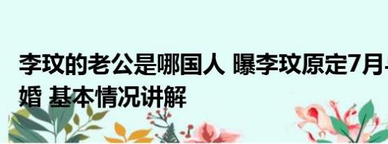 李玟的老公是哪国人 曝李玟原定7月与老公离婚 基本情况讲解