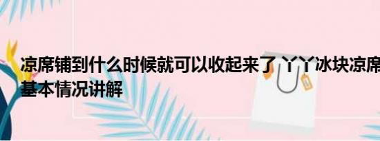 凉席铺到什么时候就可以收起来了 丫丫冰块凉席安排上了 基本情况讲解