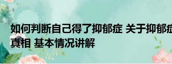 如何判断自己得了抑郁症 关于抑郁症的10个真相 基本情况讲解