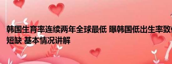 韩国生育率连续两年全球最低 曝韩国低出生率致使儿科医生短缺 基本情况讲解