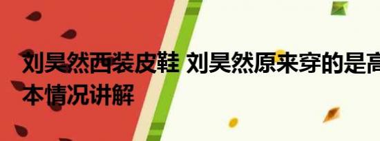 刘昊然西装皮鞋 刘昊然原来穿的是高跟鞋 基本情况讲解