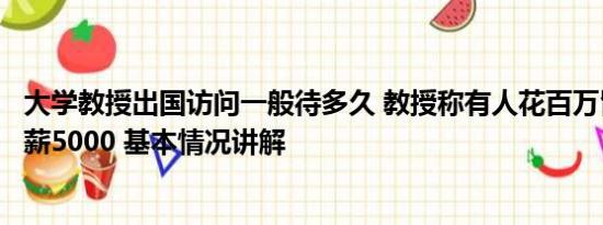 大学教授出国访问一般待多久 教授称有人花百万留学回来月薪5000 基本情况讲解