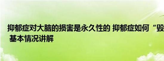 抑郁症对大脑的损害是永久性的 抑郁症如何“毁掉”大脑？ 基本情况讲解