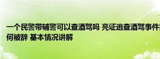 一个民警带辅警可以查酒驾吗 亮证逃查酒驾事件执勤辅警为何被辞 基本情况讲解