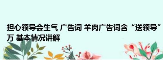 担心领导会生气 广告词 羊肉广告词含“送领导”字样被罚2万 基本情况讲解