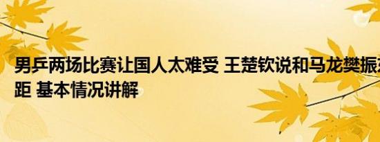 男乒两场比赛让国人太难受 王楚钦说和马龙樊振东有很大差距 基本情况讲解