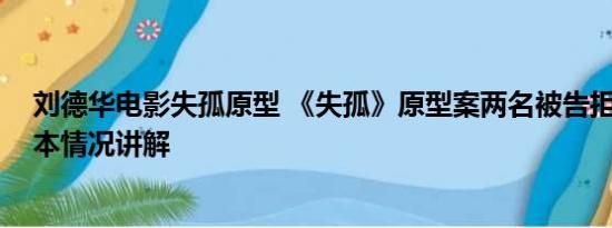 刘德华电影失孤原型 《失孤》原型案两名被告拒不认罪 基本情况讲解