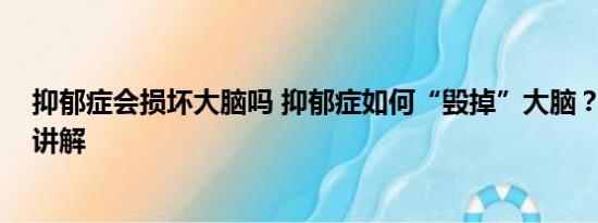 抑郁症会损坏大脑吗 抑郁症如何“毁掉”大脑？ 基本情况讲解