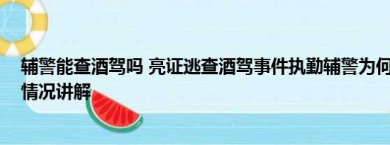 辅警能查酒驾吗 亮证逃查酒驾事件执勤辅警为何被辞 基本情况讲解