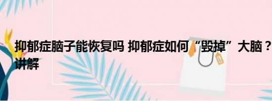 抑郁症脑子能恢复吗 抑郁症如何“毁掉”大脑？ 基本情况讲解