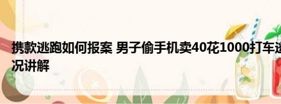 携款逃跑如何报案 男子偷手机卖40花1000打车逃跑 基本情况讲解