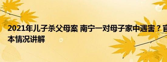 2021年儿子杀父母案 南宁一对母子家中遇害？官方回应 基本情况讲解