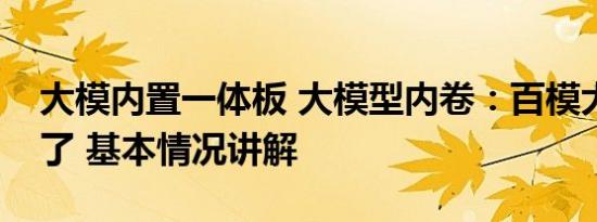 大模内置一体板 大模型内卷：百模大战开打了 基本情况讲解