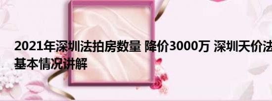 2021年深圳法拍房数量 降价3000万 深圳天价法拍房成交 基本情况讲解