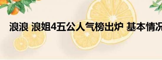 浪浪 浪姐4五公人气榜出炉 基本情况讲解