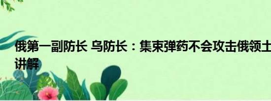 俄第一副防长 乌防长：集束弹药不会攻击俄领土 基本情况讲解