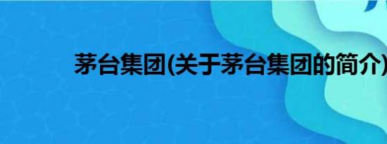 茅台集团(关于茅台集团的简介)