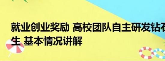 就业创业奖励 高校团队自主研发钻石送毕业生 基本情况讲解