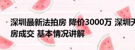 深圳最新法拍房 降价3000万 深圳天价法拍房成交 基本情况讲解