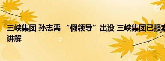 三峡集团 孙志禹 “假领导”出没 三峡集团已报案 基本情况讲解