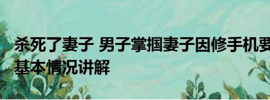 杀死了妻子 男子掌掴妻子因修手机要花70元 基本情况讲解