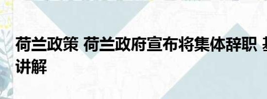 荷兰政策 荷兰政府宣布将集体辞职 基本情况讲解