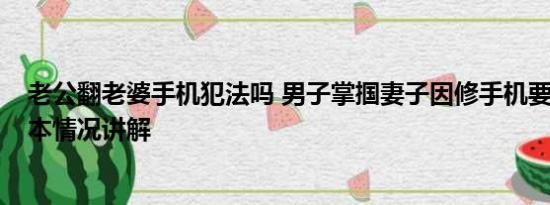 老公翻老婆手机犯法吗 男子掌掴妻子因修手机要花70元 基本情况讲解