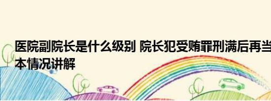 医院副院长是什么级别 院长犯受贿罪刑满后再当副院长 基本情况讲解