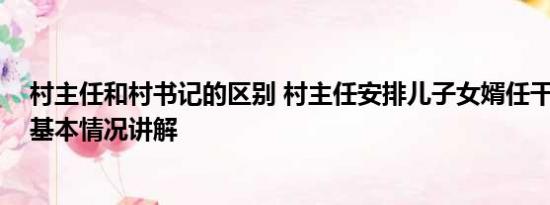 村主任和村书记的区别 村主任安排儿子女婿任干部被调查 基本情况讲解