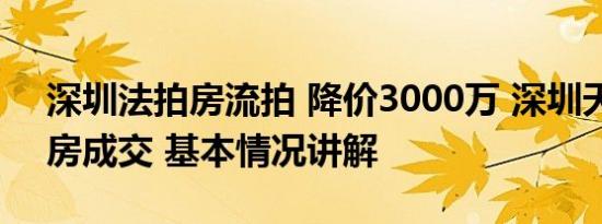 深圳法拍房流拍 降价3000万 深圳天价法拍房成交 基本情况讲解