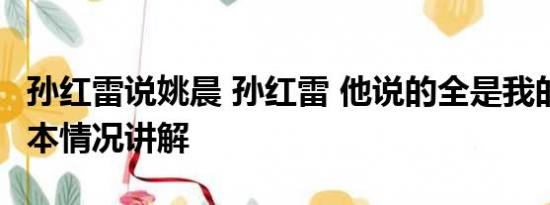 孙红雷说姚晨 孙红雷 他说的全是我的词啊 基本情况讲解