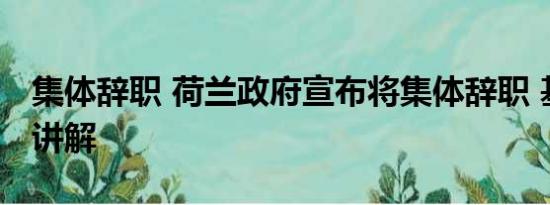 集体辞职 荷兰政府宣布将集体辞职 基本情况讲解