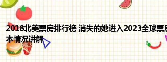 2018北美票房排行榜 消失的她进入2023全球票房榜前十 基本情况讲解