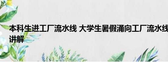 本科生进工厂流水线 大学生暑假涌向工厂流水线 基本情况讲解