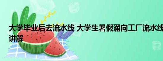 大学毕业后去流水线 大学生暑假涌向工厂流水线 基本情况讲解