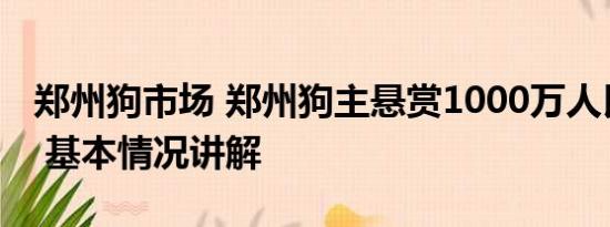 郑州狗市场 郑州狗主悬赏1000万人民币寻狗 基本情况讲解