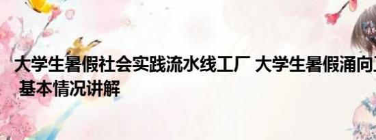 大学生暑假社会实践流水线工厂 大学生暑假涌向工厂流水线 基本情况讲解