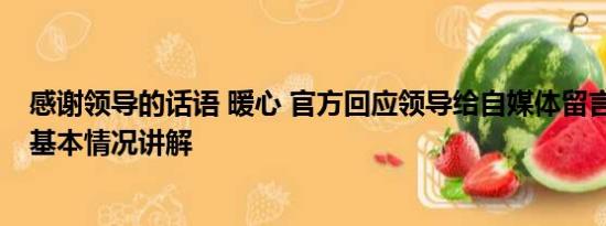 感谢领导的话语 暖心 官方回应领导给自媒体留言做个人吧 基本情况讲解