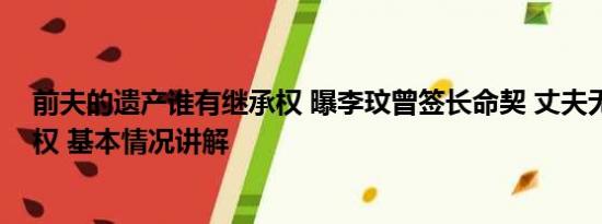 前夫的遗产谁有继承权 曝李玟曾签长命契 丈夫无房产继承权 基本情况讲解