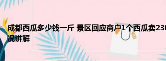 成都西瓜多少钱一斤 景区回应商户1个西瓜卖230元 基本情况讲解