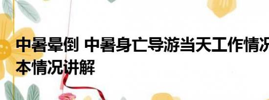 中暑晕倒 中暑身亡导游当天工作情况披露 基本情况讲解