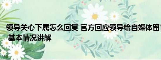 领导关心下属怎么回复 官方回应领导给自媒体留言做个人吧 基本情况讲解