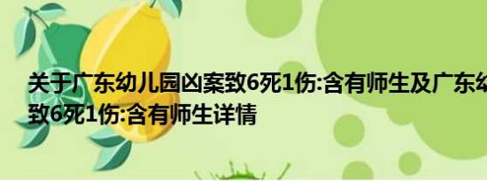 关于广东幼儿园凶案致6死1伤:含有师生及广东幼儿园凶案致6死1伤:含有师生详情