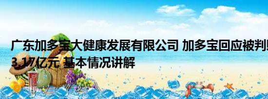 广东加多宝大健康发展有限公司 加多宝回应被判赔广药集团3.17亿元 基本情况讲解