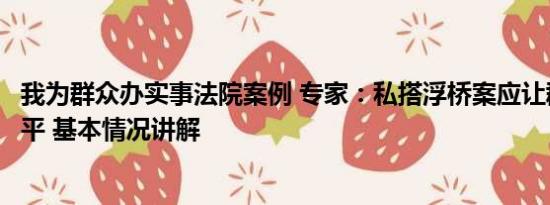 我为群众办实事法院案例 专家：私搭浮桥案应让群众感受公平 基本情况讲解