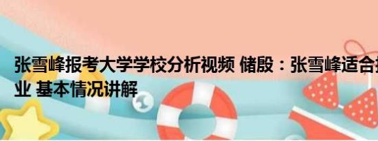 张雪峰报考大学学校分析视频 储殷：张雪峰适合报考新闻专业 基本情况讲解