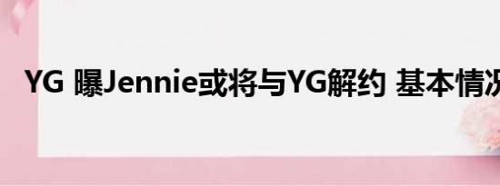 YG 曝Jennie或将与YG解约 基本情况讲解