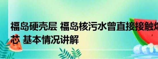 福岛硬壳层 福岛核污水曾直接接触熔化的堆芯 基本情况讲解